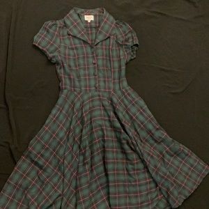 Magnolia Place Green and Red Plaid Swing Dress